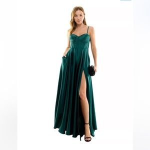 Emerald B Darlin High-Slit Evening Gown